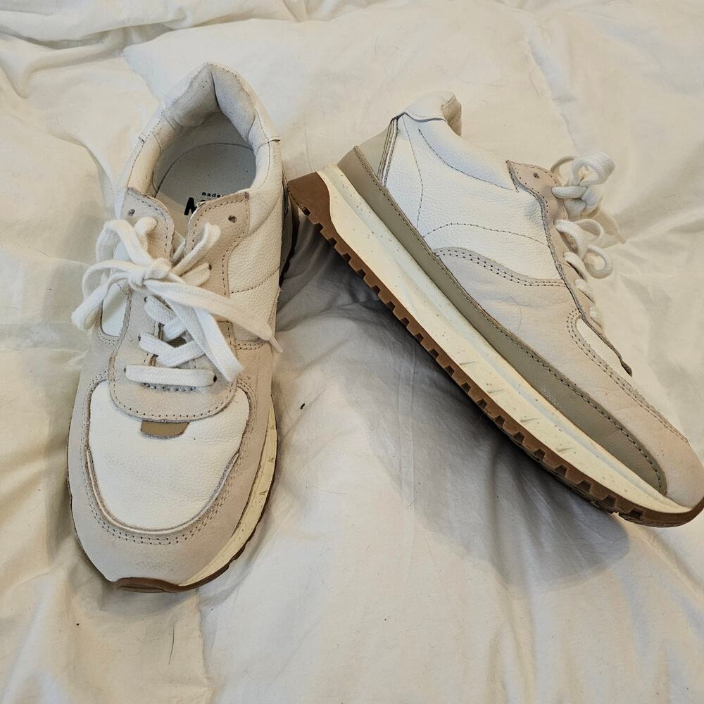Madewell MWL White Leather Retro Sneakers Women’s Size 7 Low Top Lace Up